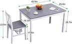 soges Dining Table Set for 4, 42.5 inch Pine Wood Dining Room Table with 4 Chairs, 5-Piece Kitchen Table Chairs Set for Small Space, Apartment, Dinette, Breakfast, White and Grey