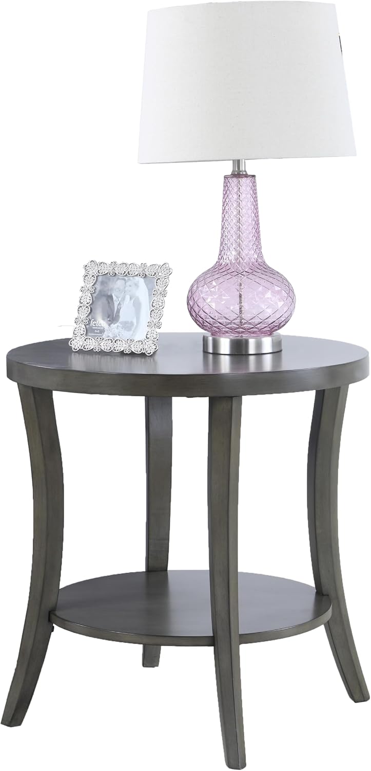 Oval Shelf End Table, Gray