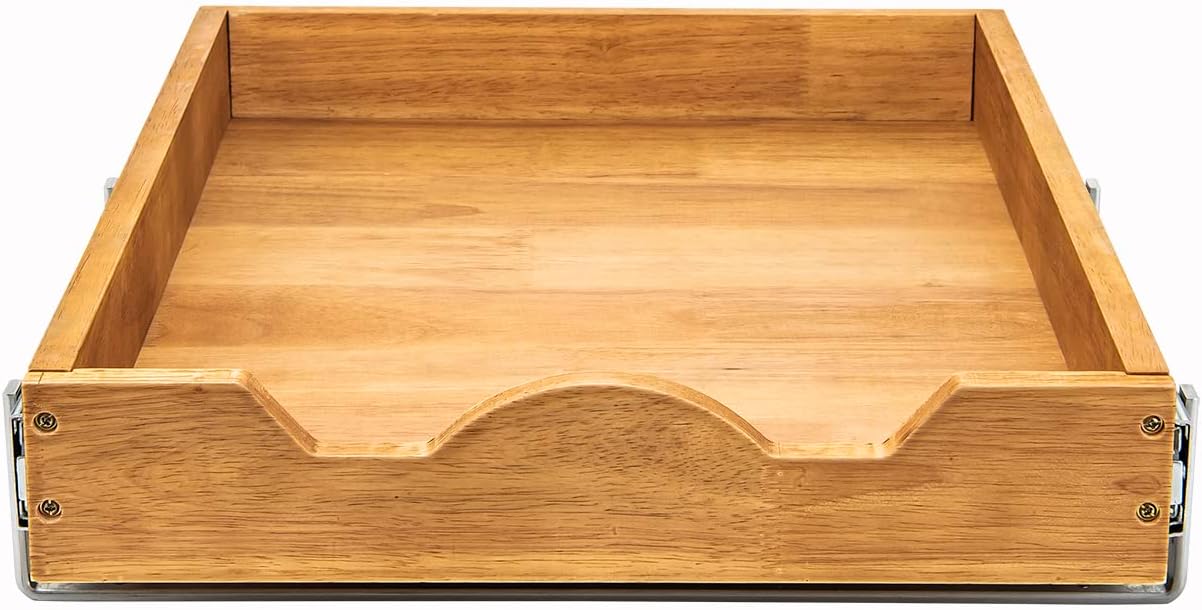 DINDON 1 Tier Pull Out Cabinet Organizer (11" W x 21" D) Single Tier Heavy Duty Sliding Wood Drawer Under Cabinet Shelf Organization Storage