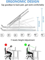 Laptop Stand, Adjustable Aluminum Foldable Portable Holder, Upgrade Whole Anti-Slip Silicone Pad, Laptop Riser for Desk Compatible with MacBook Air Pro/iPad, Lenovo and More 10-15.6” Tablets