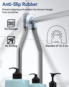 YASONIC Shower Caddy Hanging - Never Rust Organizer - Aluminum over The head caddy with 10 Hooks for Razor/Sponge - Shower Rack with Soap Basket - Grey