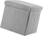 PRETYZOOM Foldable Storage Stool 11.8 Inch Square Cloth Cube with Lid Multifunctional Storage Footstool for Home Organization and Seating