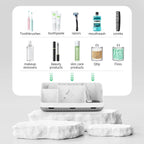 Bathroom Toothbrush Holder Set with 2 Pack Qtip Holder Dispenser - Detachable 7 Slots Bathroom Accessory Set, Kids Marble Bathroom Sink Counter Set, Bathroom Essentials Decor, Grey