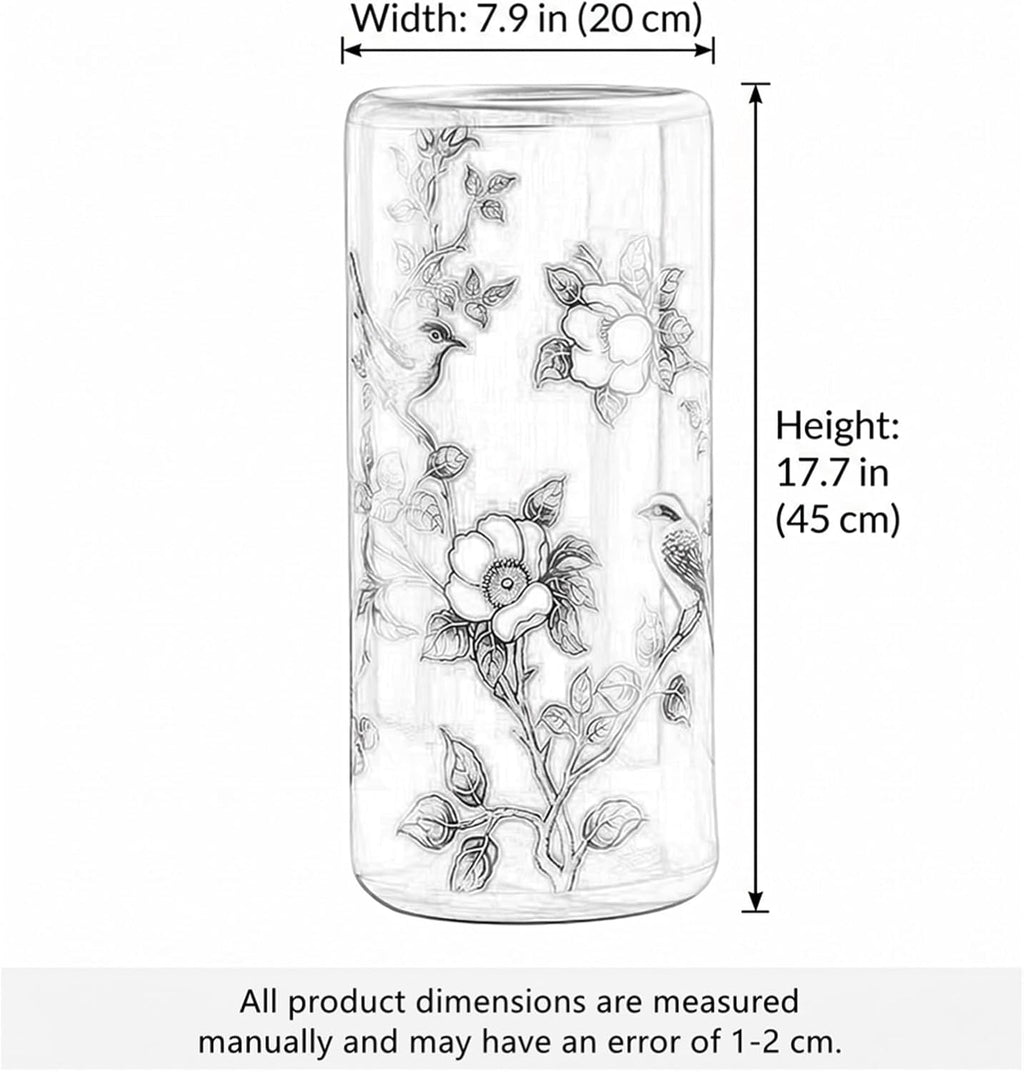Hand Painted Ceramic Umbrella Stand Floor Vase, Large Tall Indoor Umbrella Holder For Entryway, Decorative Flower Vase For Bamboo Plants Home Decor(A)