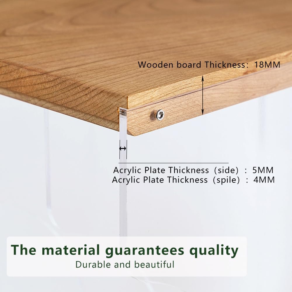 Vinyl Record Storage Holder,Stacks up to 30 Albums, Solid Wood & Clear Acrylic,Canbe stack,Premium Display, Simple and Contemporary Concept Design for 12” Records LP, DVDs, or CDs (composite board, 3)
