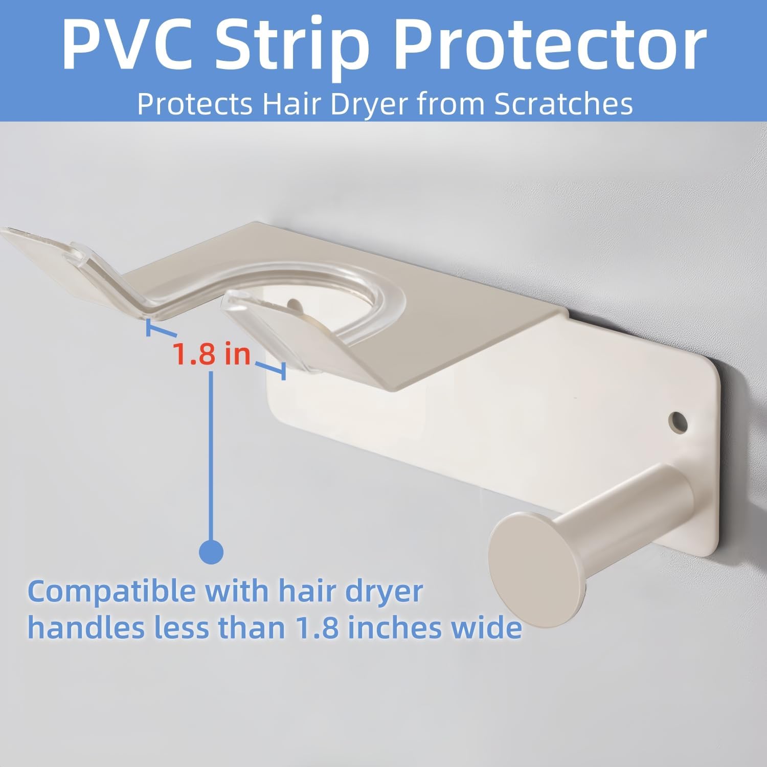 Hair Dryer Holder, Stainless Steel Blow Dryer Holder Self Adhesive, Dyson Hair Dryer Holder Wall Mounted Compatible with Dyson, Hairdryer Holder for Bathroom White PTALSEAW