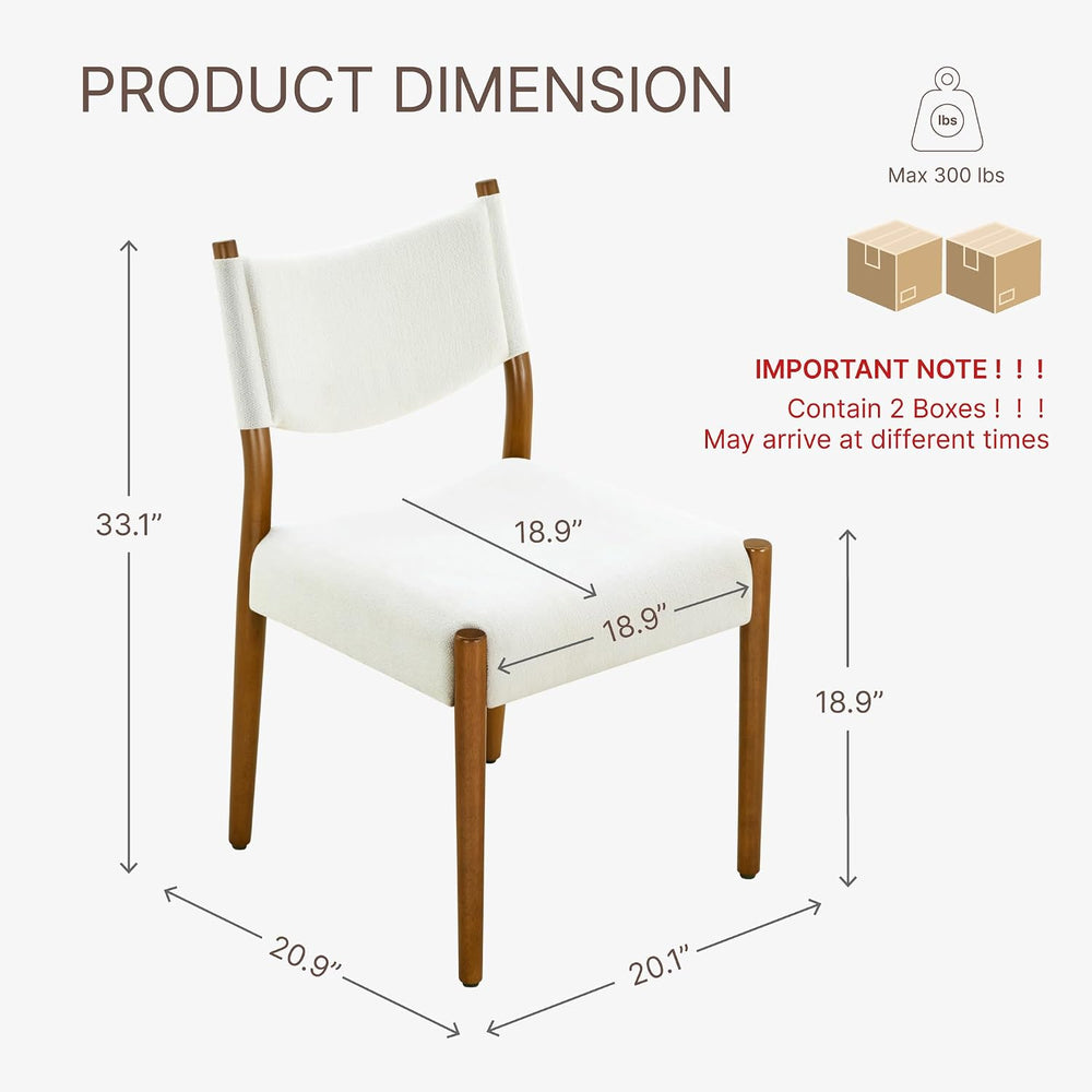 KISLOT Dining Chairs Set of 4, Ergonomic Upholstered Wood Chairs, White | Mid...