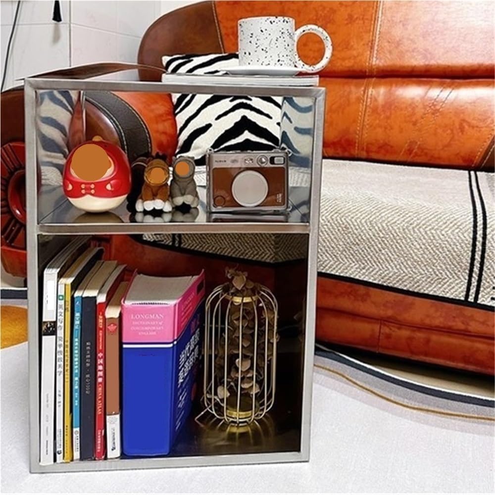 3-Layer Metal Storage Side Table, Square Sofa Side Tables, Simple End Table, ...