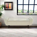 56" Faux Leather Storage Bench for Bedroom King Size Bed, Beige | Long Ottoman, Modern End of Bed Bench, with Arm, Upholstered, For Bedroom/Living Room/Window/Entryway
