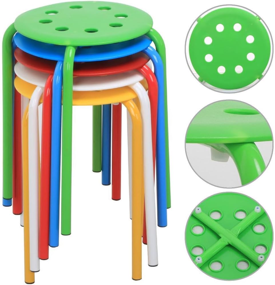 Yaheetech Stackable Stools Set of 5, Classroom Flexible Seating, Multicolor