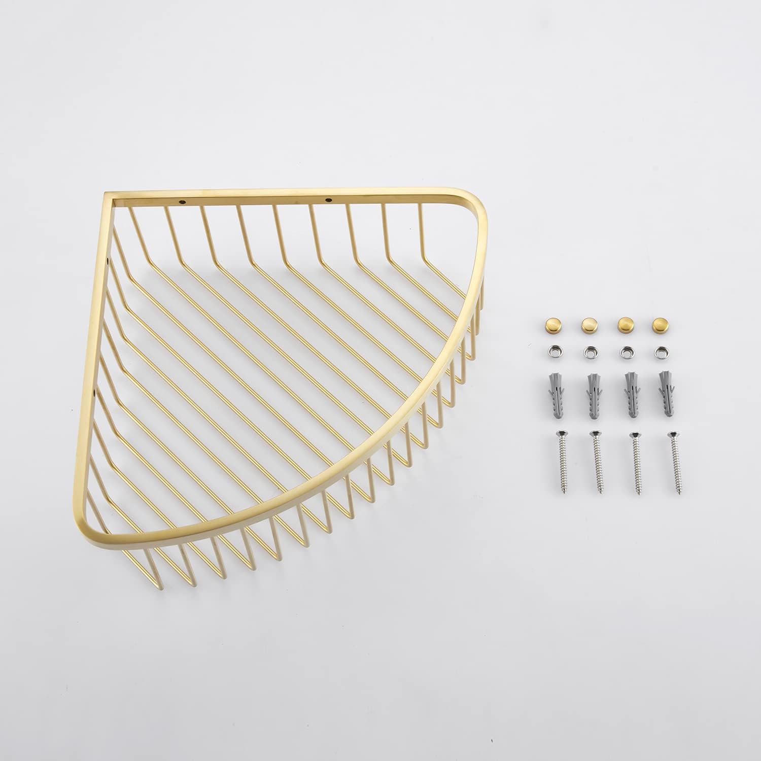 Bathroom Shower Caddy Corner Shelf Basket, Ultra Sturdy Rust-Proof Stainless Steel Shelf Organizer Shampoo Holder, Wall Mounted Storage Rack for Bathroom Kitchen, Brushed Gold