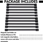 16" Magnetic Tool Holder, 10 Packs Magnetic Storage Strips Magnet Bar PVC Coated for Garage Tool Organizer Mounted Hanging Strip,Heavy Duty of Holder Easy to Install