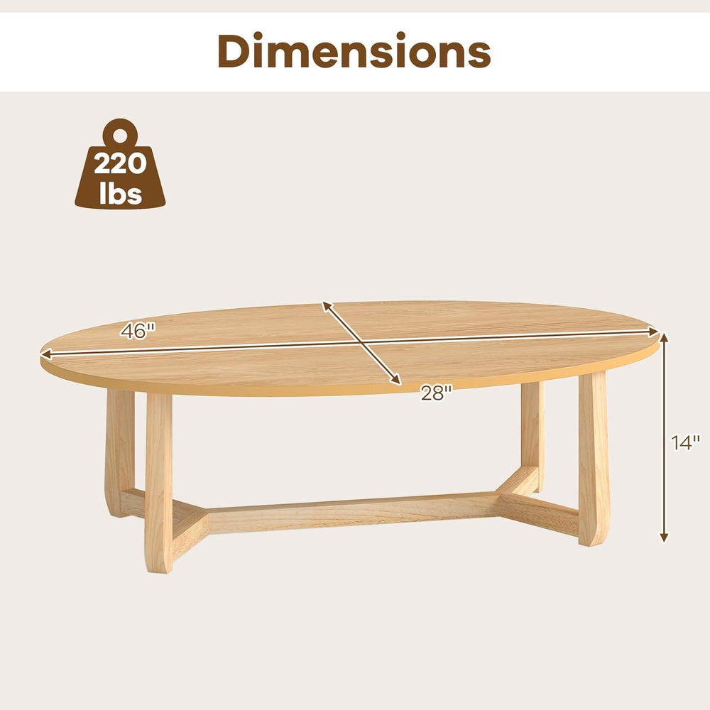 GIANTEX Oval Coffee Table, 46'' Wood Center Table for Living Room, Na...