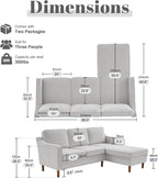 Kingfun 88" L-Shape Sofa, Chenille Sectional Couch, Mid Century Modern Couches with Solid Wood Frame for Living Room & Bedroom, Silver Gray