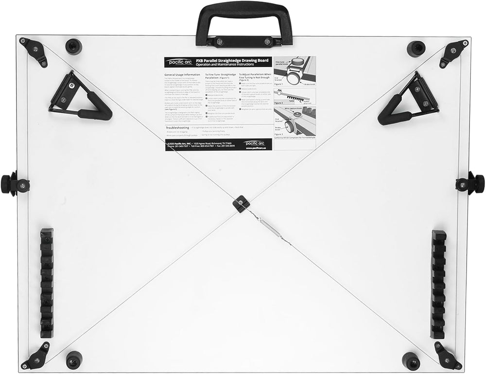 Pacific Arc Table Top Drawing Board with Parallel Bar, White, 30 inches by 42...