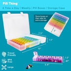 6 Times a Day Weekly Pill Box Organizer Case, Secure 7X Pillbox with Medication Schedule (6 Time-a-Day)