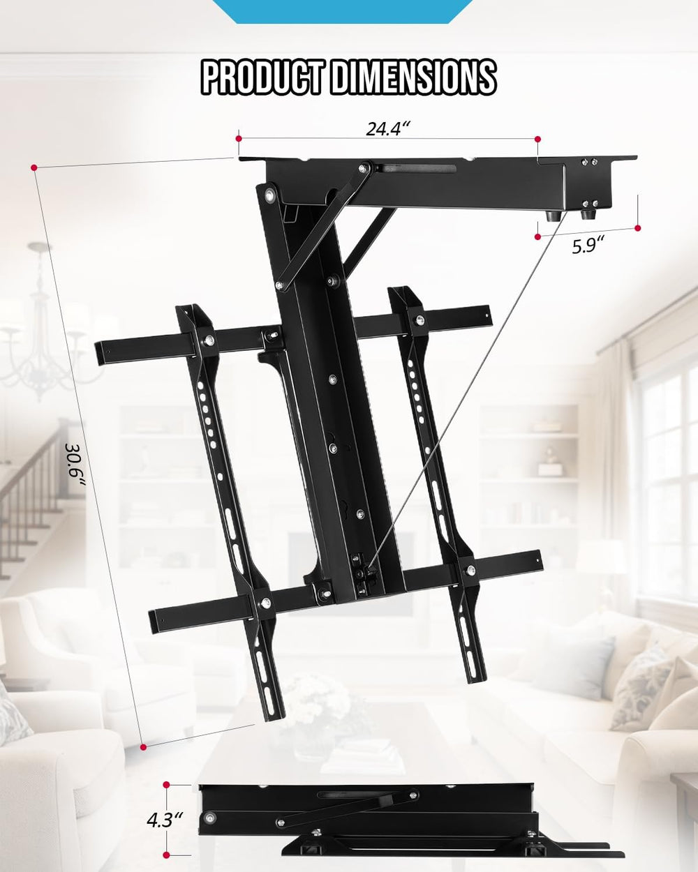 Electric Ceiling TV Mount with Remote - Motorized Ceiling TV Mount for Flat a...