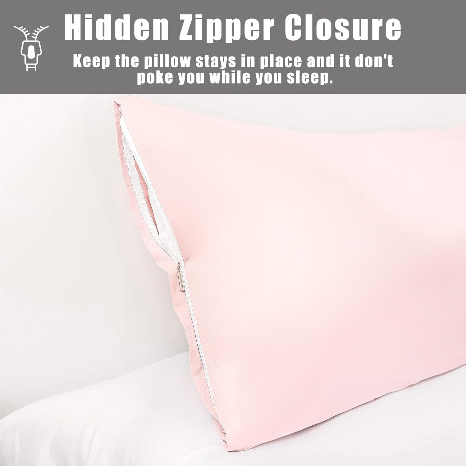 Body Pillow Cases Cover, Bamboo Rayon Pink Body Pillowcases with Zipper Closure, Cooling and Breathable Pillow Case for Hot Sleepers and Night Sweats, 20x54 inches