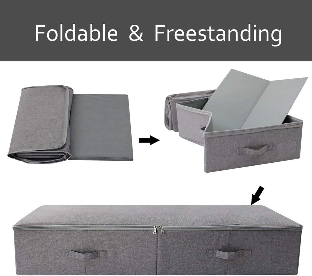iwill CREATE PRO Under Bed Storage Bin, 100cm Large Foldable Container with Lid | 39.4"x16.9"x7" Dust-Proof Washable Organizer for Shoes, Clothing, Bedding | Durable Plastic Board, Dark Gray