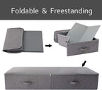 iwill CREATE PRO Under Bed Storage Bin, 100cm Large Foldable Container with Lid | 39.4"x16.9"x7" Dust-Proof Washable Organizer for Shoes, Clothing, Bedding | Durable Plastic Board, Dark Gray