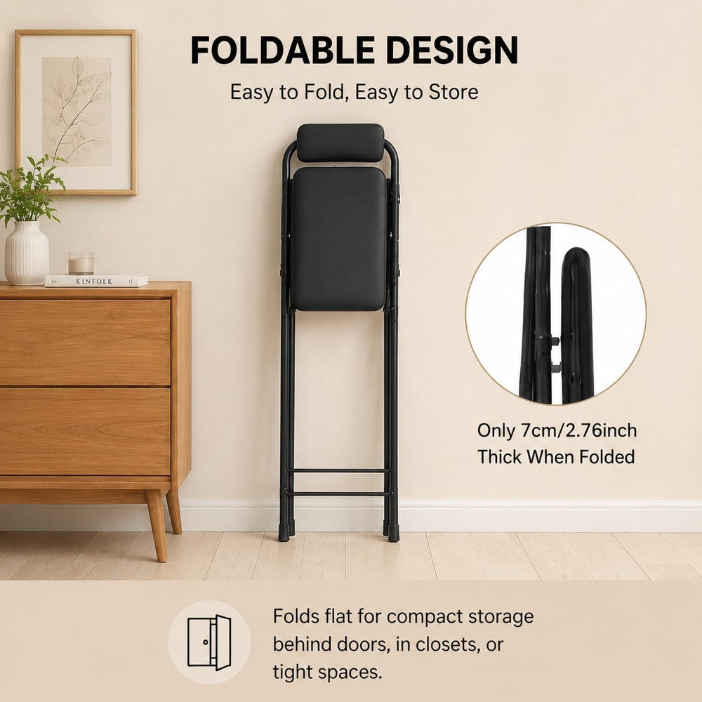 27.5'' Tall Folding Bar Stool, Cushioned Padded Folding Stool with Ba...
