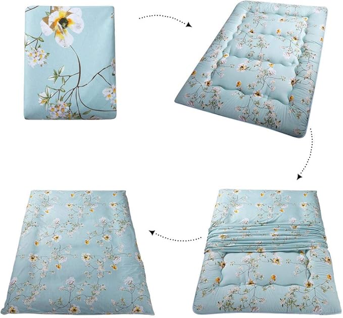 MAXYOYO Japanese Floor Mattress Futon Mattress, 4" Thicken Tatami Mat Sleeping Pad Foldable Roll Up Mat Boys Girls Dormitory Pad Kids Floor Lounger Pillow Bed, Charcoal Grey, Queen Size