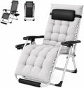 Yaheetech Zero Gravity Chair, Folding Reclining Lounge Recliner with Removable Pad & Headrest & Side Cup Holder Tray for Indoor and Outdoor Gray/1