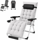 Yaheetech Zero Gravity Chair, Folding Reclining Lounge Recliner with Removable Pad & Headrest & Side Cup Holder Tray for Indoor and Outdoor Gray/1