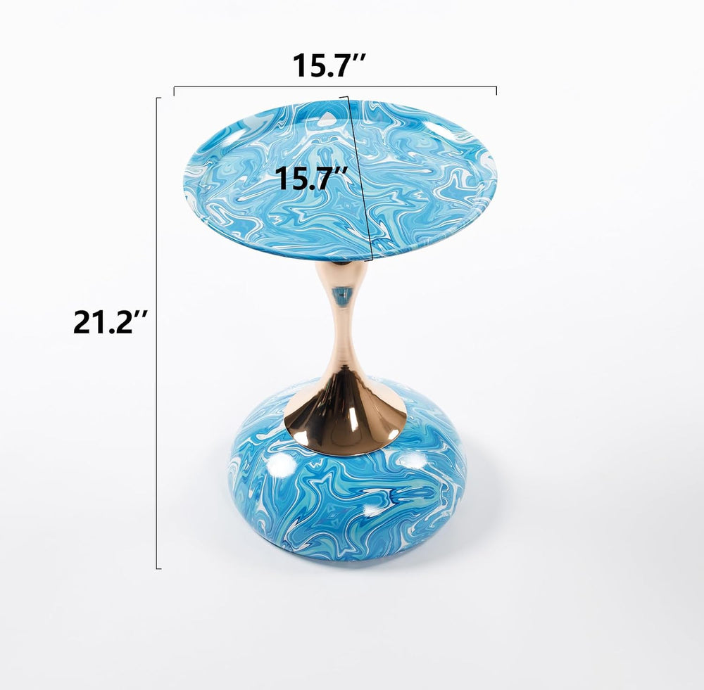 End Coffee Table Round Side Table, Metal Pedestal Table, Accent Table for Sma...