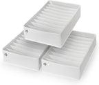 Drawer Organizer Clothes - 3 Set Multipurpose Dresser Drawer Organizer for Adults & Kids, Closet Foldable 10 Cells per Organizer - Non-Woven Fabric, T-Shirts, Baby Clothes, Shorts Organizer - White