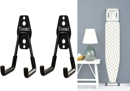 2Pcs Ironing Board Hook - Wall Mount Holder for Laundry & Utility Rooms