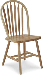 International Concepts Solid Wood Windsor ArrowBack Dining Chair with Plain Legs - Parawood Construction - 19.25" W x 19.75" D x 38.25" H - 225 lb Weight Capacity - Dining Chairs, Natural