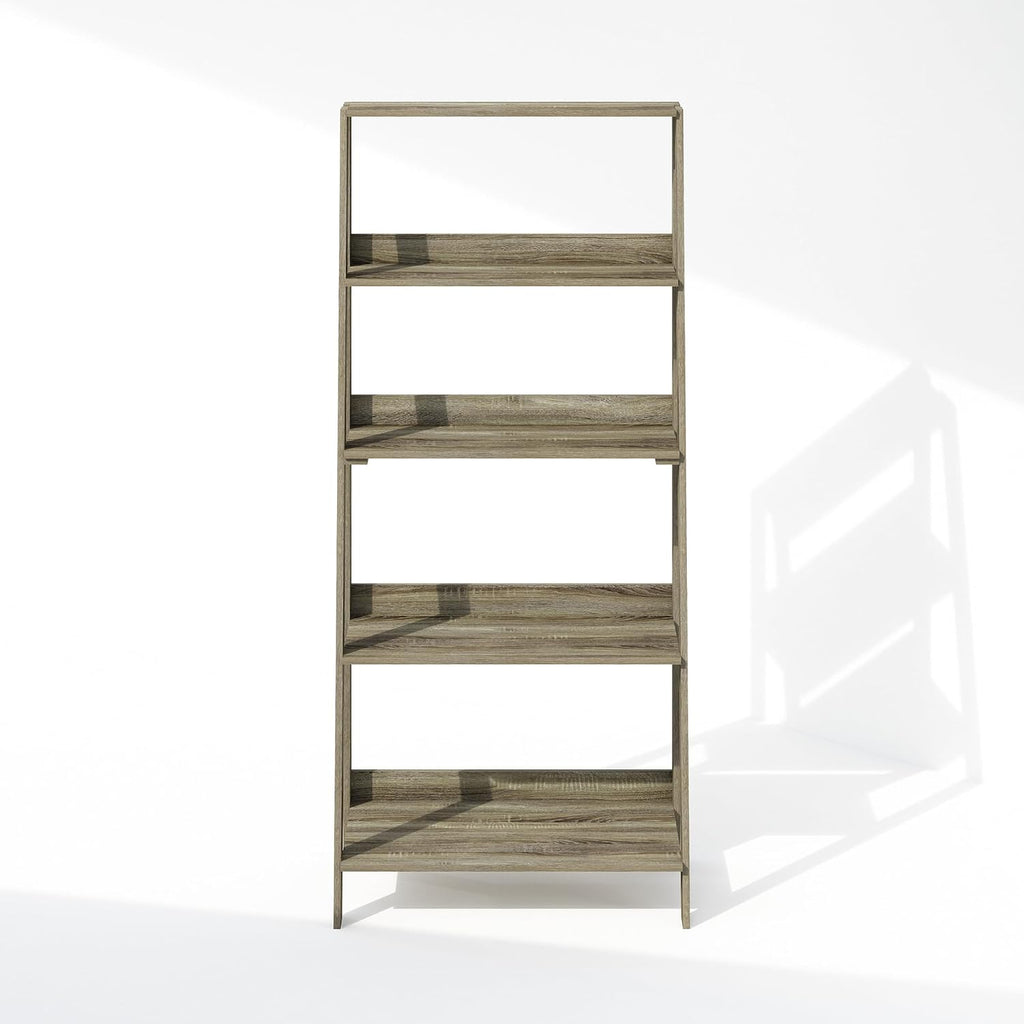 Ladder Holder Shelf, 5-Tier Display Rack, Living Room Bookshelf, Home Office Holder, French Oak Finish, 13 X 23.6 53.5, Adjustable, Lightweight, Durable, Portable, Storage