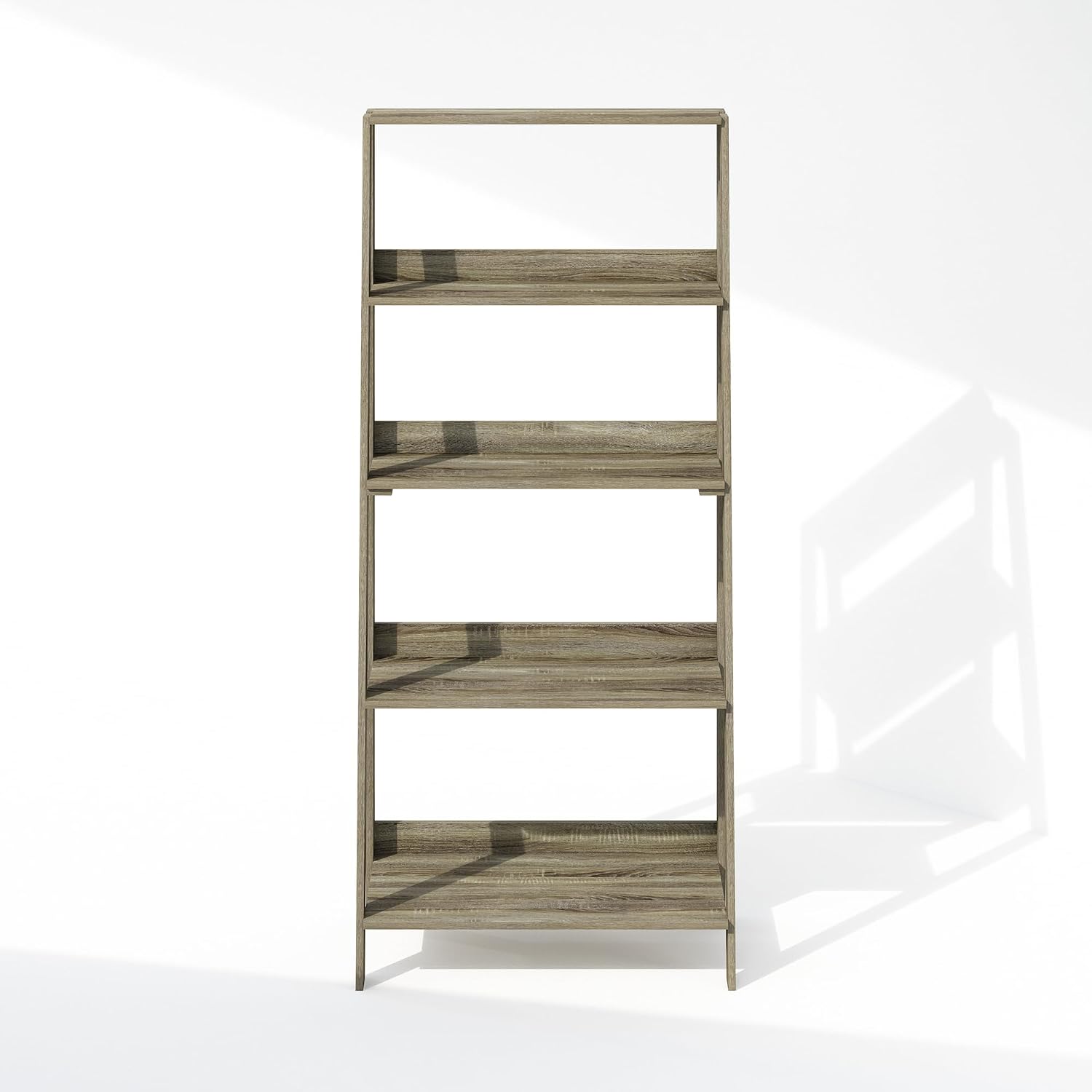 Ladder Holder Shelf, 5-Tier Display Rack, Living Room Bookshelf, Home Office Holder, French Oak Finish, 13 X 23.6 53.5, Adjustable, Lightweight, Durable, Portable, Storage