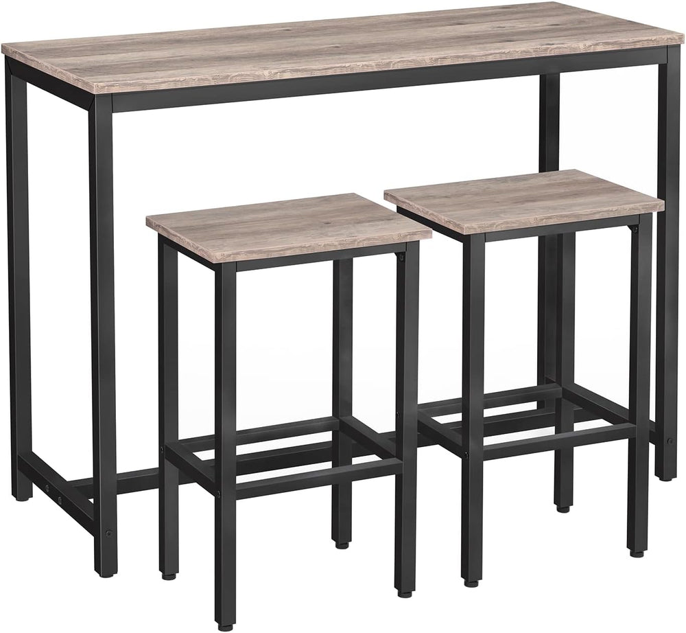 HOOBRO Bar Table and Chairs Set, 47.2” Rectangular Pub Table with 2 Stools fo...