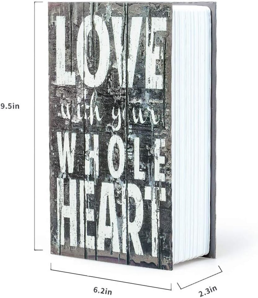 Diversion Book Safe Storage Box (9.5"×6"×2.2"), Dictionary Secret Safe Can with Security Combination Lock, Diversion Book Hidden Safe (Love Style-Code)