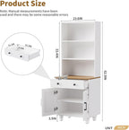 Farmhouse Storage Cabinet, Modern Kitchen Pantry Cabinet with Adjustable Shelves, 5 Tier Bookshelf for Living Room,for Kitchen Home