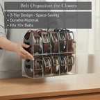 Belt Organizer,Acrylic Belt Organizer for Closet with Removable Dividers 5 Compartments & Handles Drawer organization and storage for Purse,underwear, Socks,and Ties (2pack)