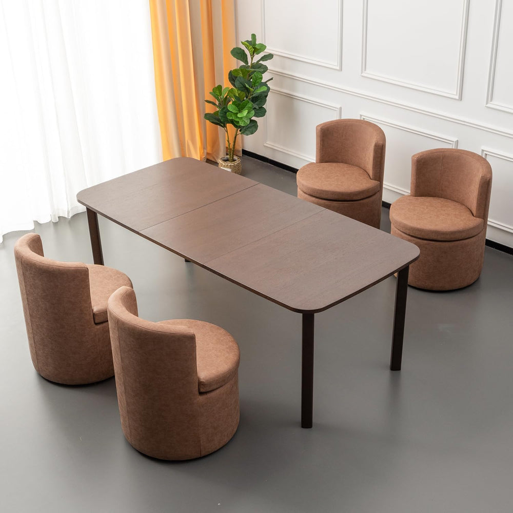 Faux Leather Rolling Dining Chairs with Casters Set of 2, Modern Upholstered ...