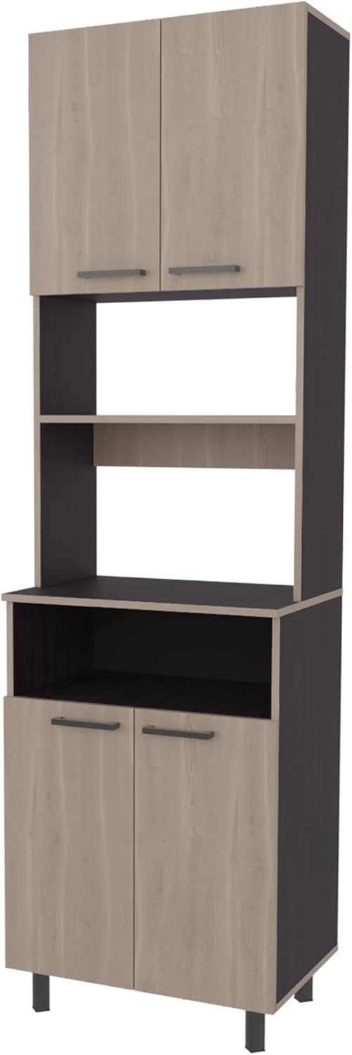 23.6" D*16.1" W*80.3" H Freestanding Kitchen Pantry with 3 Shelves, 2 Double Doors, Rectangular Storage Cabinet, Farmhouse, for Living Room, Dining Room, Brown