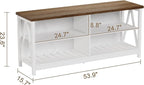 ChooChoo Farmhouse TV Stand for TVs up to 60 Inch, Modern Entertainment Center with 4 Open Shelves & Built-in Cable Holes, Media TV Console for Living Room, Bedroom, White