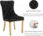 Black Dining Chairs Set of 6,Velvet Upholstered Dining Room Chairs with Back Ring Pull Trim and Golden Stainless Steel Legs,Modern Dining Chairs Perfect for Dining Room,Kitchen(Black)