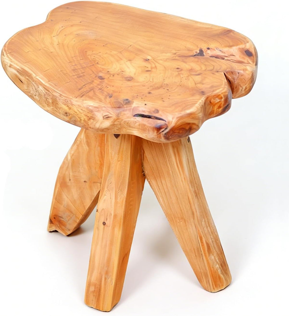Brefhome Natural Cedar Wood Stool, 14.5" Tall Hand-Carved Tree Stump End...