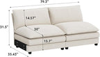 Homall Modular Sectional Sofa, Sofa Couch with Reversible Ottoman, DIY Combination Chenille Deep Seat Cloud Couch for Living Room, Apartment (White, 2-Seat)