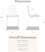 POLY & BARK Isla Modern Dining Chairs Set of 4 – Mid Century Modern Plastic Dining Chair with Metal Legs – Kitchen & Dining Room Chairs – Indoor/Outdoor – White