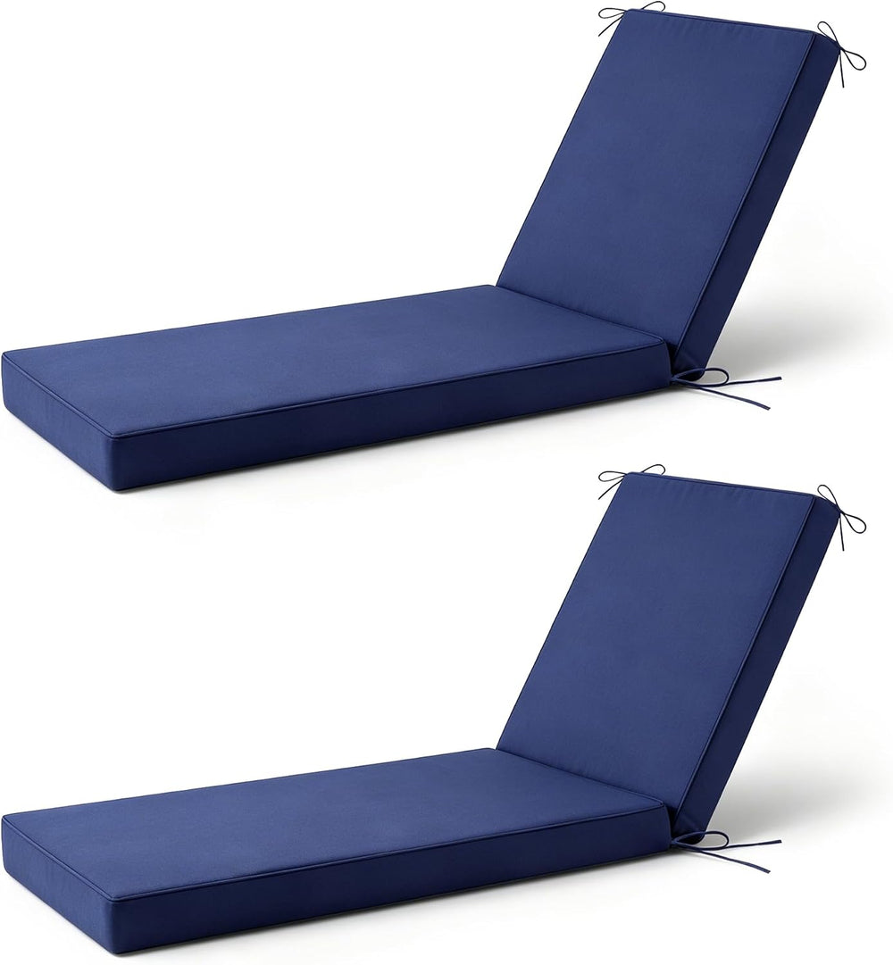 2 Pcs Chaise Lounge Cushions Outdoor, 72x 21x 3 Inch Waterproof & Fade-Re...