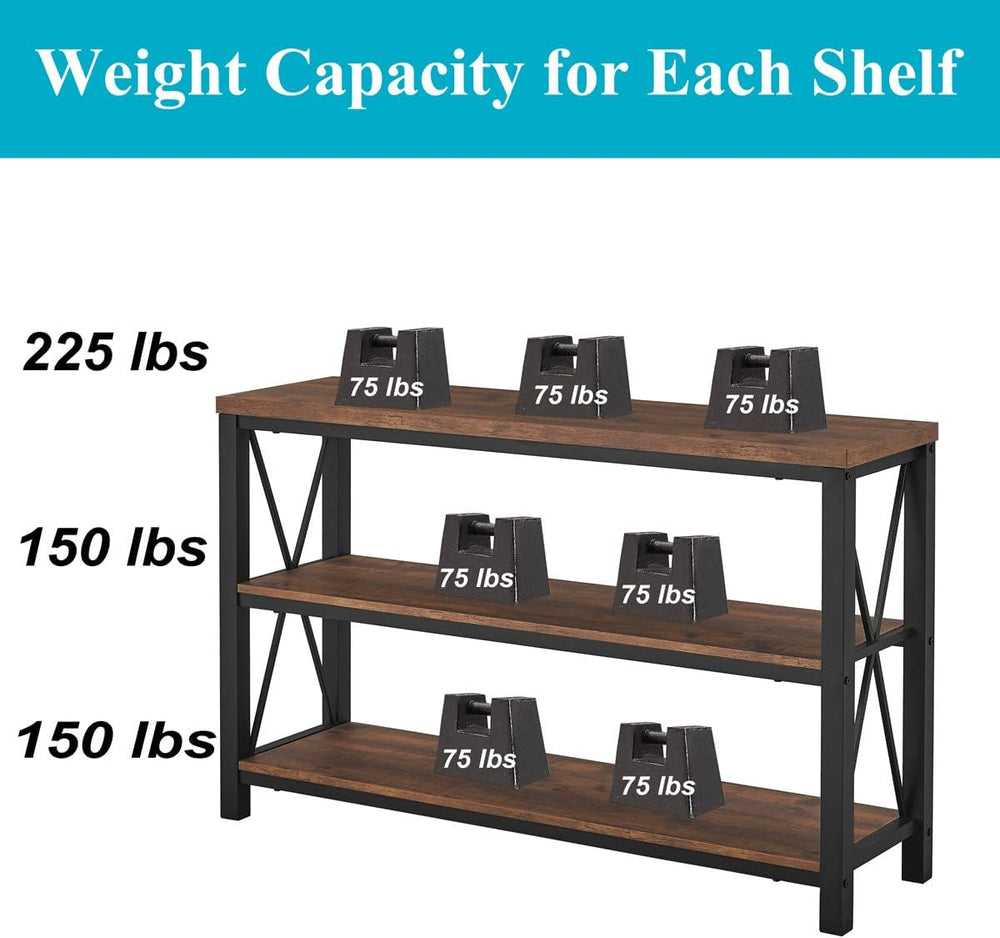 BON AUGURE 47” Narrow Console Table, 3 Tier Sofa Table Behind Couch, Rustic |...