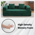ZEIINPA Convertible Floor Sofa Bed with Fixed-Shape Frame, Modular Corduroy Folding Mattress Couch with Armrest, Floor Sofa Lounge Couch for Living Room Bedroom Lounge Studio,Emerald Green