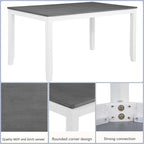 Dining Table Set for 5, 6-Piece Kitchen Table & Chairs Set with Rectangular Table, Bench & 4 Upholstered Chairs, 58.5'' Dinner Set with Wood Legs & X-Shaped Backrest for Kitchen, White&Gray