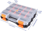 Small Parts Organizer Double Sided Parts Organizer with Removable Dividers 34-Compartments Storage Bins for Hardware, Screws, Nuts, Bolts, Washers, Nails, Fasteners, Tools